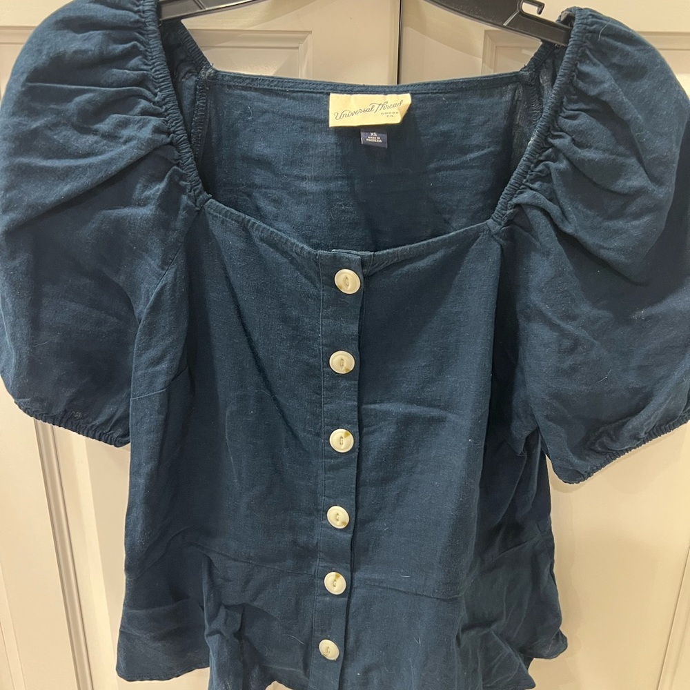 Short Sleeve Kinen Blouse